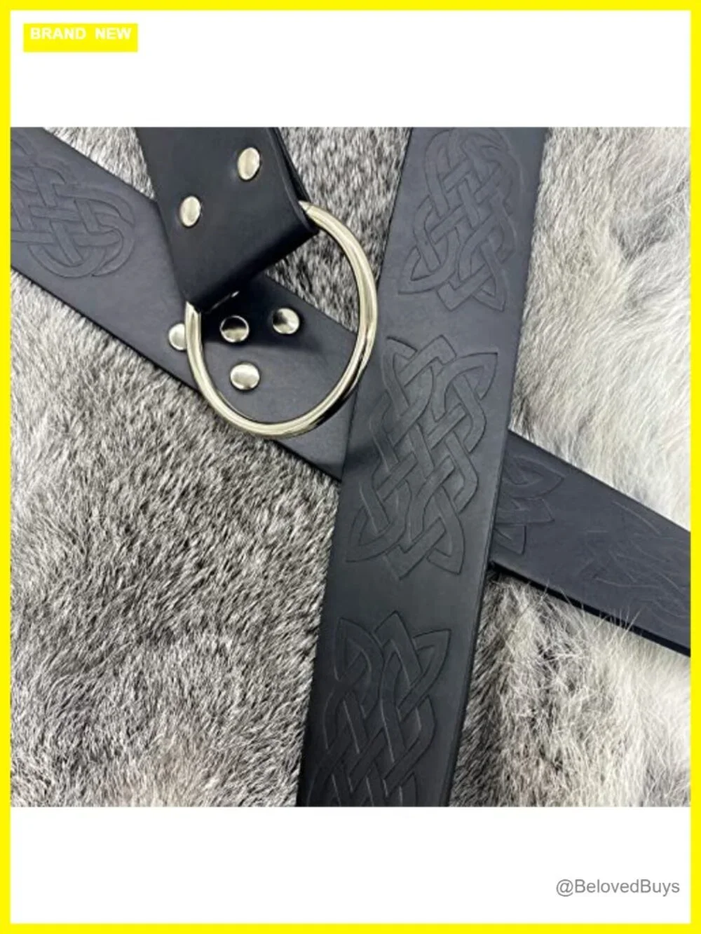 Medieval Embossed PU Leather O-Ring Belt, Retro Renaissance Knight